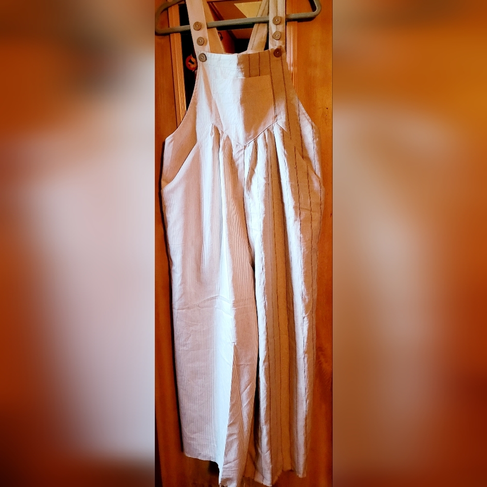 Womens Bib overalls wide legs mix match pattern large 1.4.3. STORY BY LINE UP